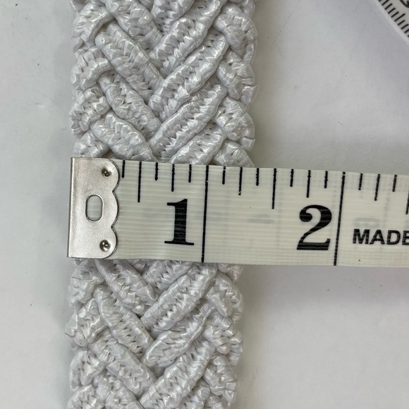 White Stretch Braided Raffia Seagrass Belt - Picture 12 of 12
